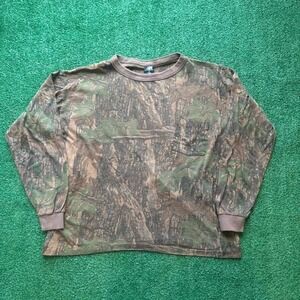 Vintage 90s Realtree Camo Bark Ace Sportswear Long sleeve shirt size L
